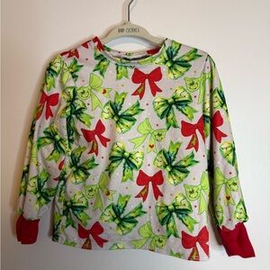 Holiday Bow Print Long-Sleeve Tee - Red & Green